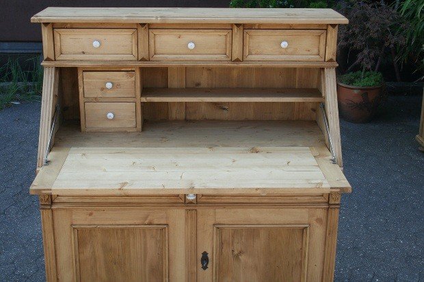 Gründerzeit Softwood secretary desk cabinet solid wood