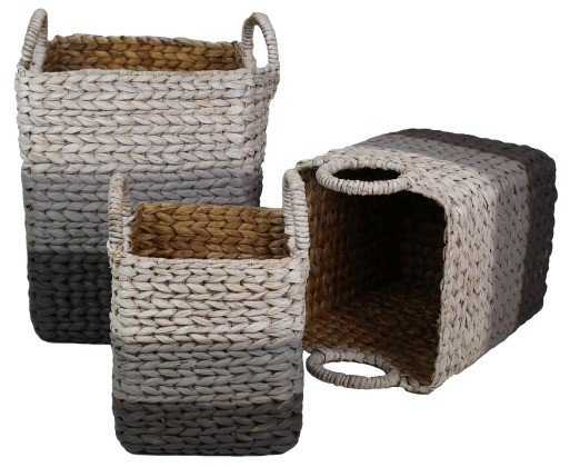 set of 3 baskets Water hyacinth square