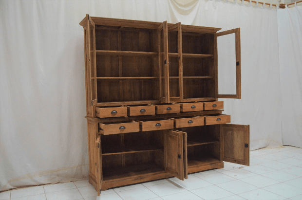 Display cabinet made of recycled teak wood 200 cm