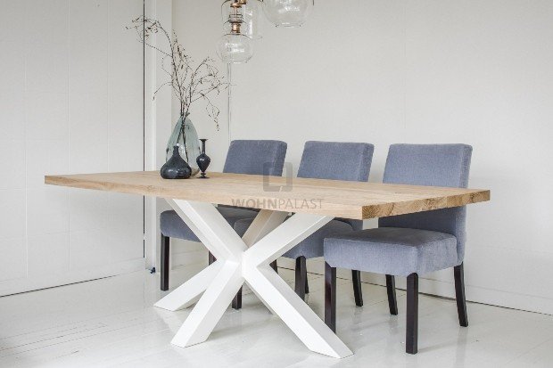 Dining table Düsseldorf with solid 40mm oak top - different sizes! - Trendy bright furniture