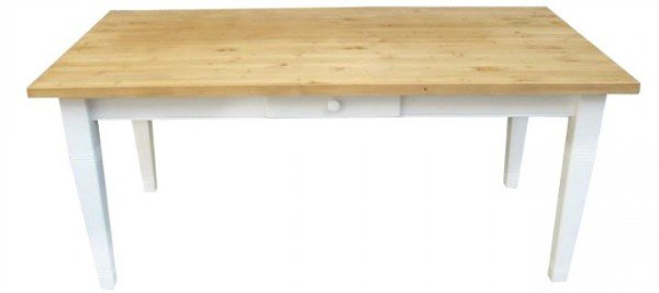 Country house table solid wood waxed white