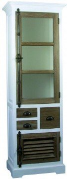 Teak display case country style fine grain Shabby Chic