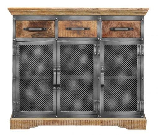 Industrial 3D chest of drawers made of mango wood/iron