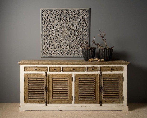 Amanda Sideboard 200 cm 4 doors 5 drawers Sideboard Chest of drawers Pine wood